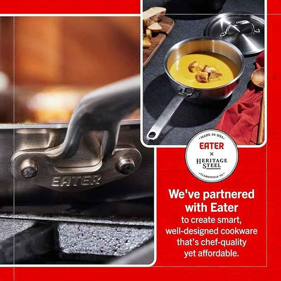 Heritage Steel Eater Series 8 Piece Core Set | Made in USA | 5 Ply Fully Clad Stainless Steel Cookware Set | Stay Cool Handle | Induction Ready & Non-Toxic