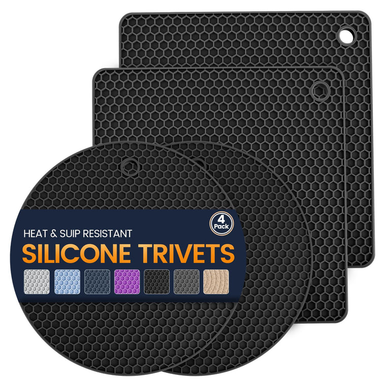 Silicone Trivet Mats 4 Heat Resistant Pot Holders Multipurpose Non