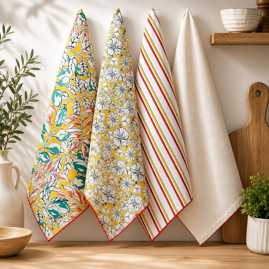 Printed Cotton Kitchen Towels (4 Count)