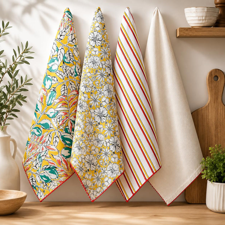 Printed Cotton Kitchen Towels (4 Count)