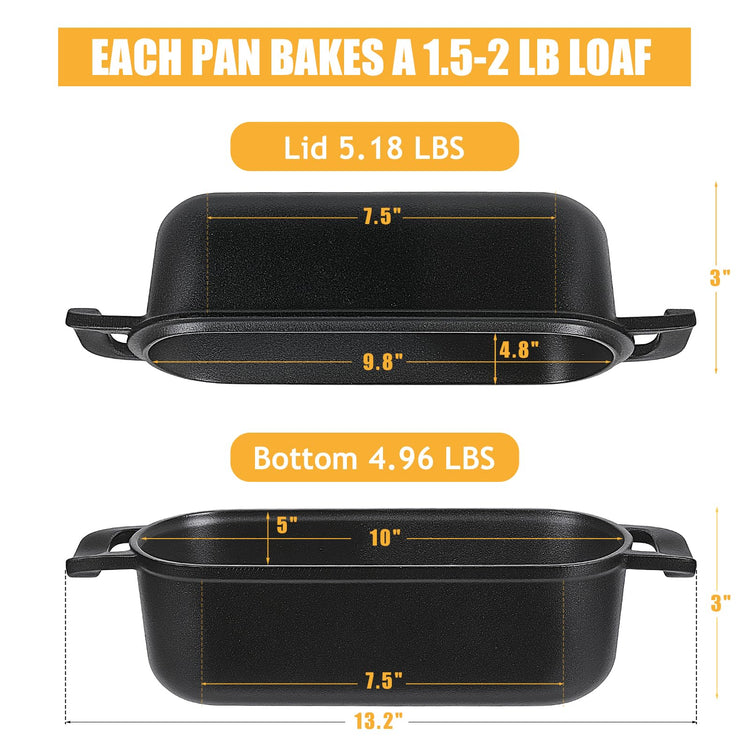 10x5 Cast Iron Loaf Pan with Lid