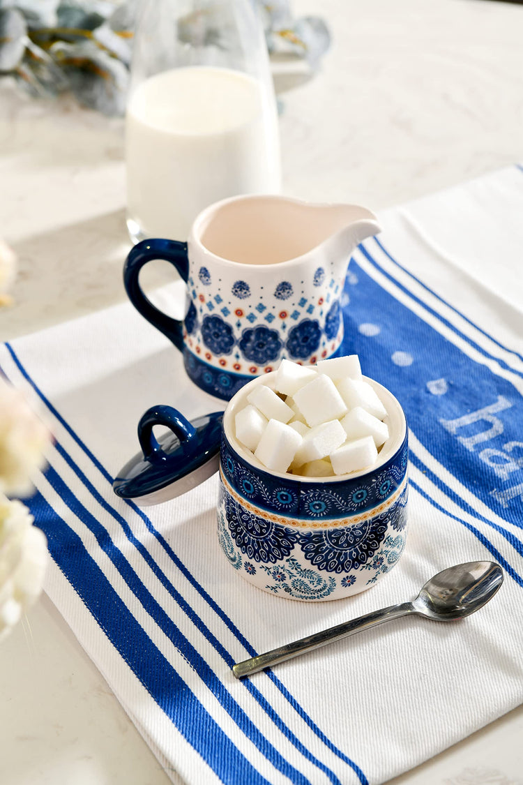 Blue Talavera Ceramic Sugar and Creamer Set