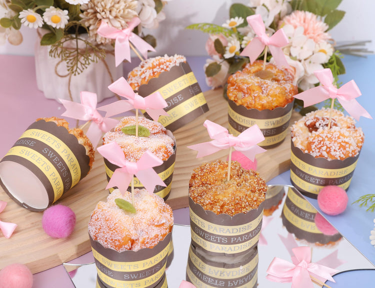 Pink Bow Cupcake Toppers
