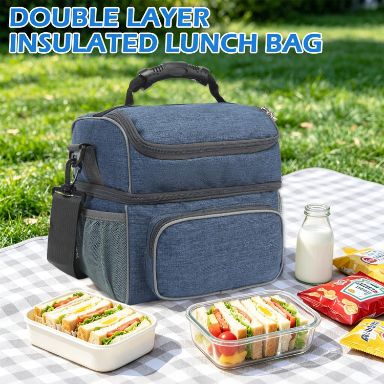 Double Layer Cooler Insulated Lunch Bag Adult Lunch Box Large Tote Bag for Men