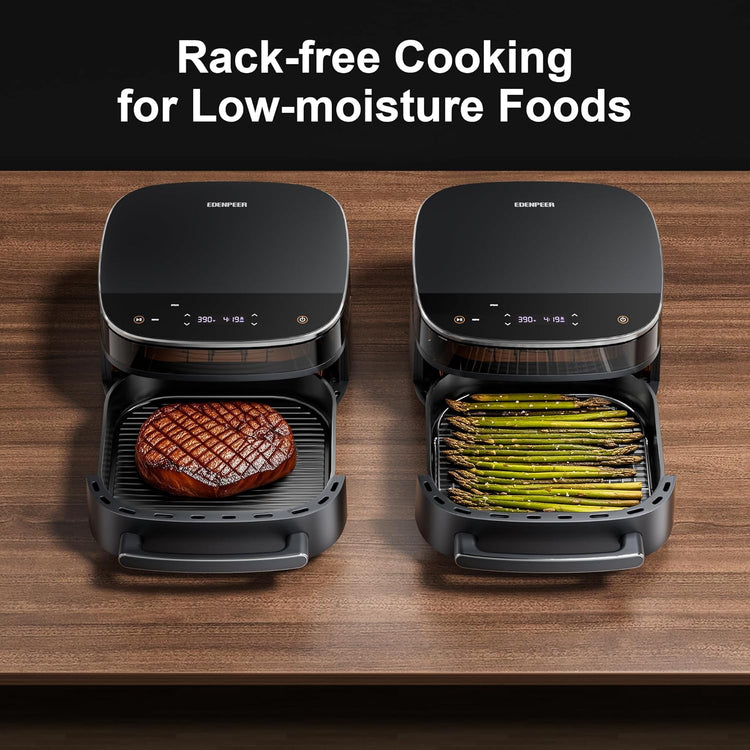 Large Air Fryer,11-IN-1 Airfryer,Super Fast Cooking Speed with Dual Heat Source, Non Toxic Air Fryers Stainless Steel, Max Crisp Technology with 450F, 6QT Up to 33 Chicken Wings Capacity