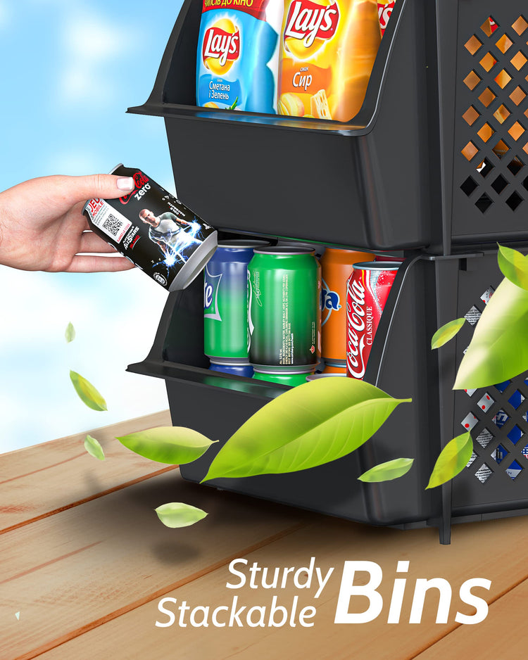 Stackable Storage Bins Open Front for Pantry Storage (4 Count)
