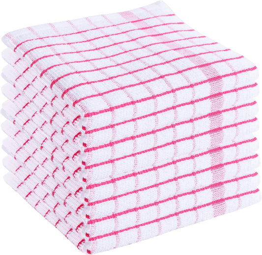 AMOUR INFINI Kitchen Dish Cloths Set of 8 - Ultra Soft, Highly Absorbent, Quick-Drying Terry Cotton Dishcloths 12"x12" Inch Wash & Cleaning Cloths for Kitchen & Dishwashing (Pink) - Nestoria