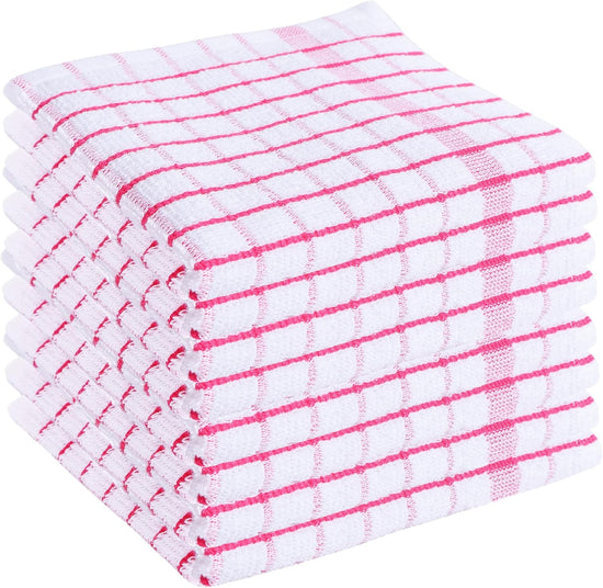 AMOUR INFINI Kitchen Dish Cloths Set of 8 - Ultra Soft, Highly Absorbent, Quick-Drying Terry Cotton Dishcloths 12"x12" Inch Wash & Cleaning Cloths for Kitchen & Dishwashing (Pink) - Nestoria