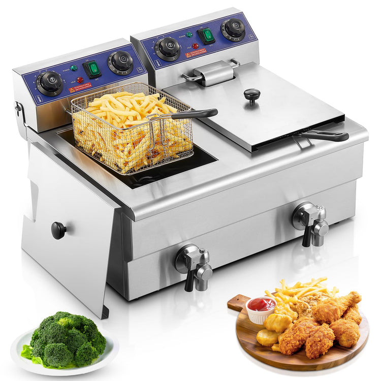 Commercial Deep Fryer with Basket and Lid