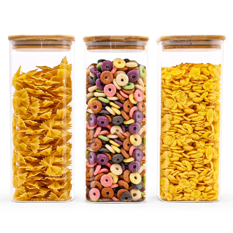 Glass Food Storage Jars Square 61oz (3 Count)