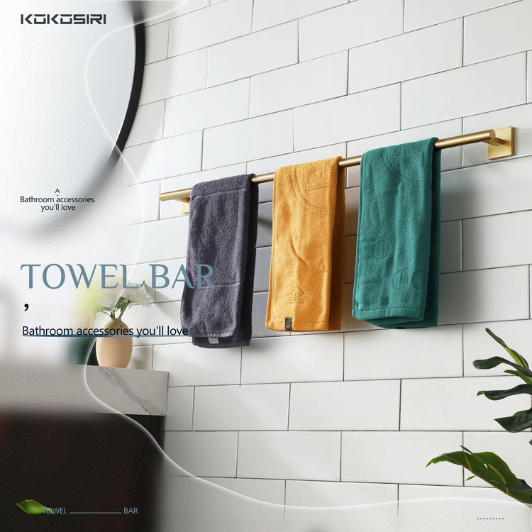 Bathroom Towel Bar 36'' Towel Holder for Bath Kitchen Wall Mount Towel Rails 36 Inch Brushed Gold Stainless Steel B4005BG