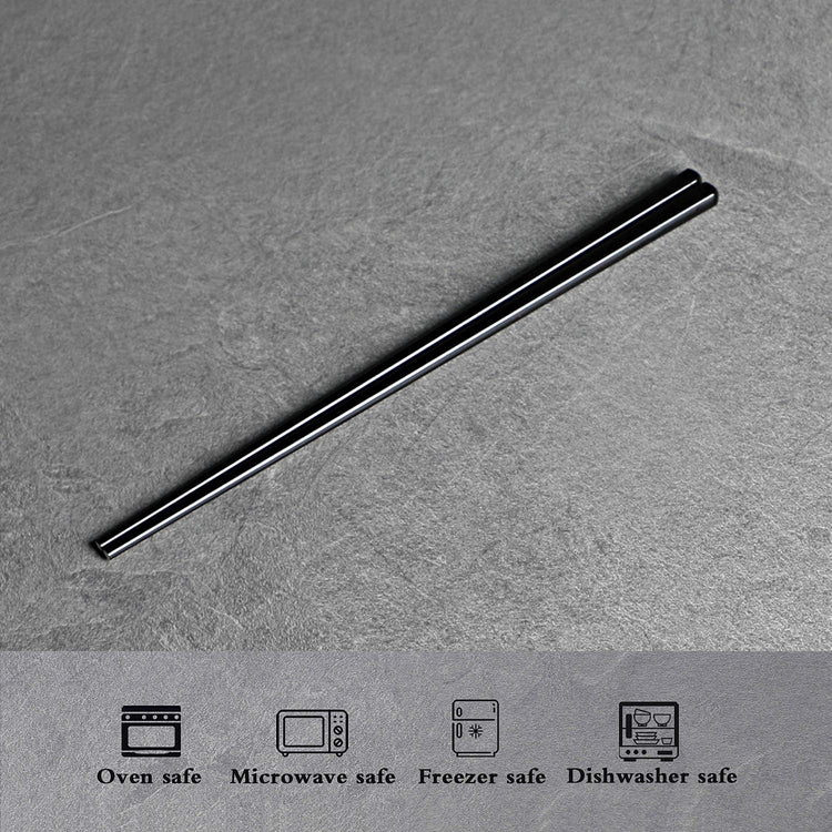 LEETOYI Ceramic Chopsticks Set of 5, Porcelain Chinese Chopsticks Easy To Clean, 9.6-Inch (Black)