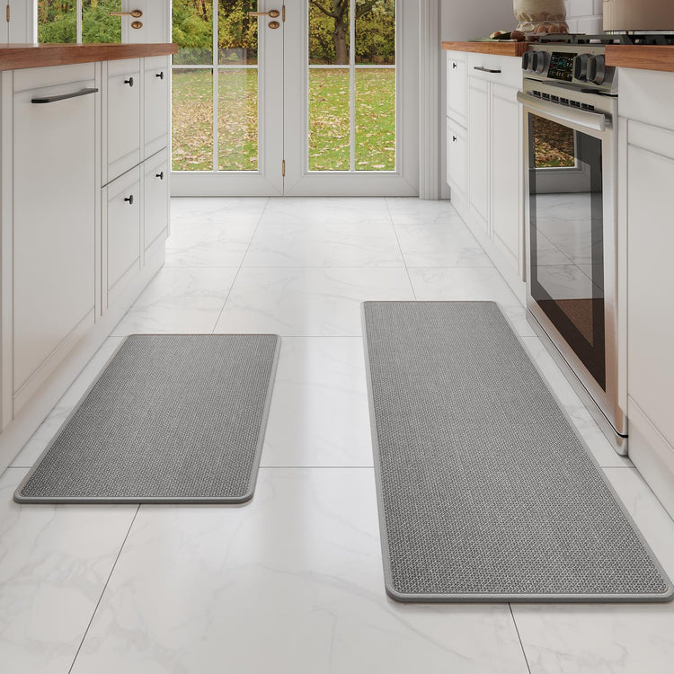 Kitchen Mat Kitchen Rugs Sets of 2 PCS Non Slip Gray 17"x30"+17"x47"