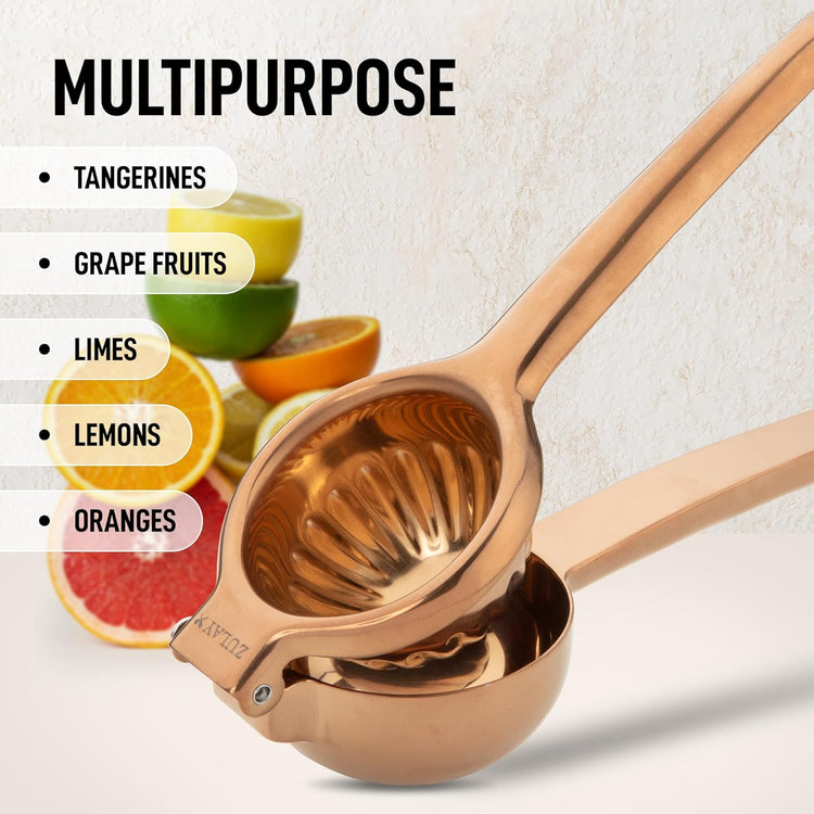 Zulay Extra Large Lemon Squeezer Stainless Steel - Easy Squeeze Heavy Duty Lemon Juicer Hand Press - Ergonomic Citrus Squeezer & Fruit Juicer for Small Oranges, Lemons, & Limes