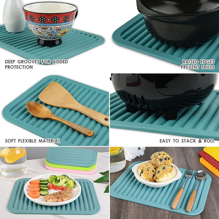 Smithcraft Silicone Trivet Set, 2 Pack, Food-grade, Heat Resistant, Multi-functional, Size: 9x12 Inch, Thickness: 0.27 Inch, Color: Red, Shape: Rectangular
