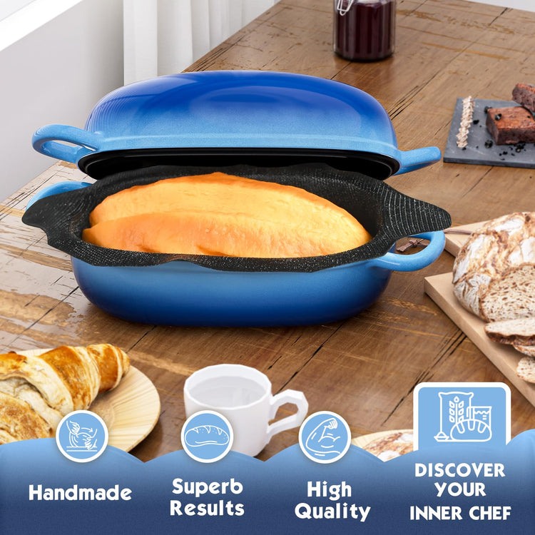 Dutch Oven 2.5QT Bread Pans with Silicone Liner for Bread Baking