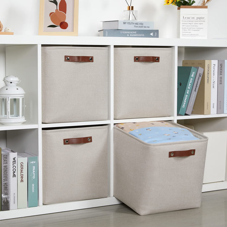 Storage Bins 4 Pack Of 13x13x13 Decorative Storage Cube Bins Suit Office (4 Count)