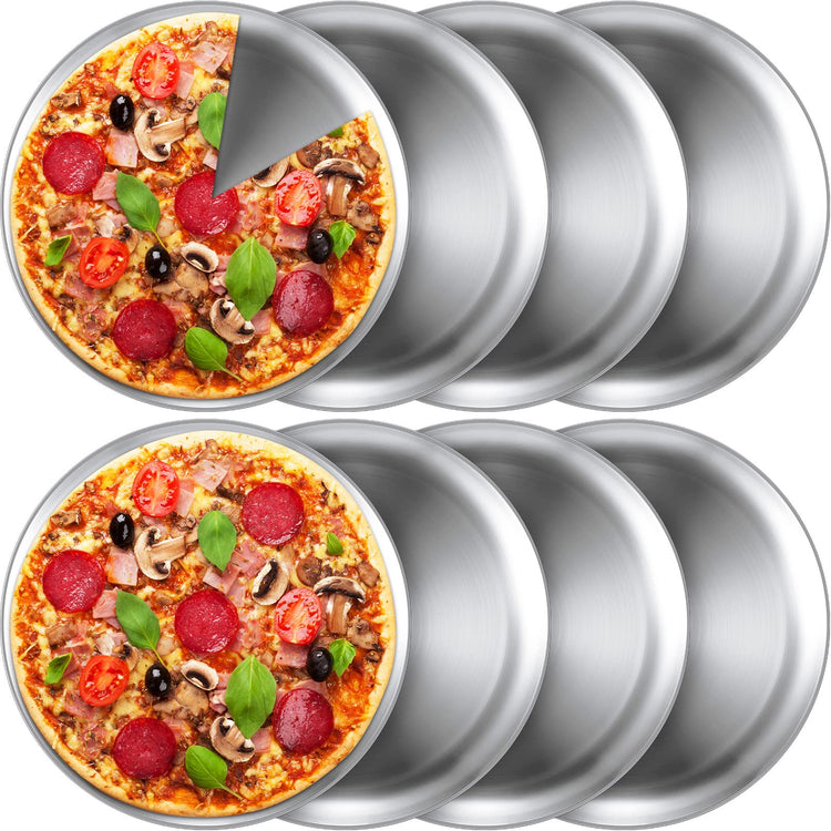 8 Pieces Silver Pizza Pans 12 Inch Bakeware (8 Count)