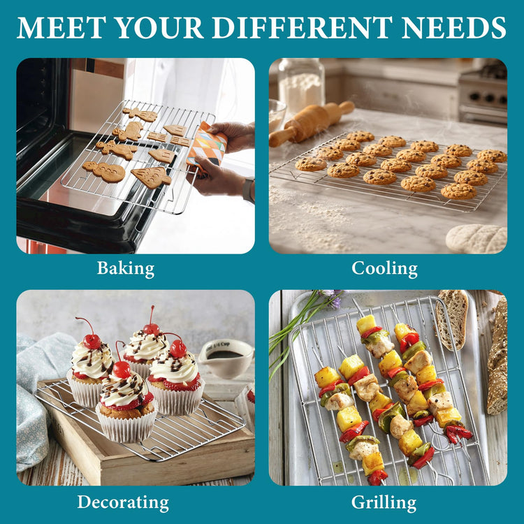 Cooling Rack Silver Stainless Steel Baking Rack for Oven (4 Count)