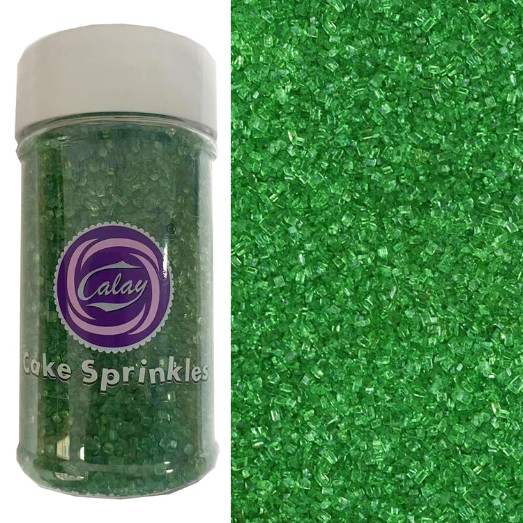 Green Sanding Sugar for Baking Edible Sparkling Coarse Sugar Crystals Sprinkles for Baking Topping Cake Cookie Cupcake Topper Ice Cream Decoration Supplies 3.2 OZ