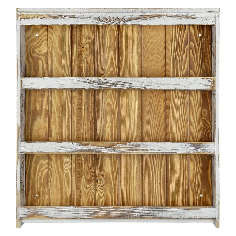 3 Tier Spice Rack Wall Mount Rustic Wood Kitchen Shelf