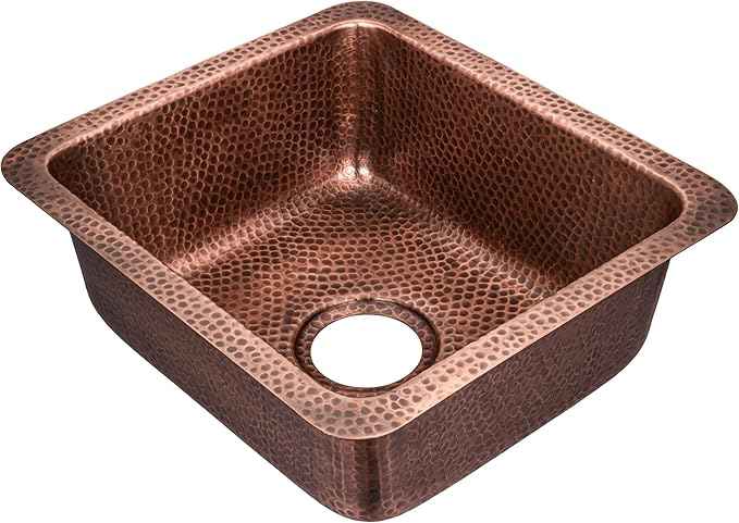 Monarch Abode Kitchen & Bar Sink – 17-inch Highball Dual Mount Drop in Kitchen Sink, Hand Hammered Pure Copper Sinks, Drop in Bar Sinks or Undermount, Deep Single Rectangular Bowl