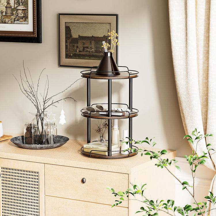 12'' Wood Lazy Susan Turntable Organizer for Cabinet