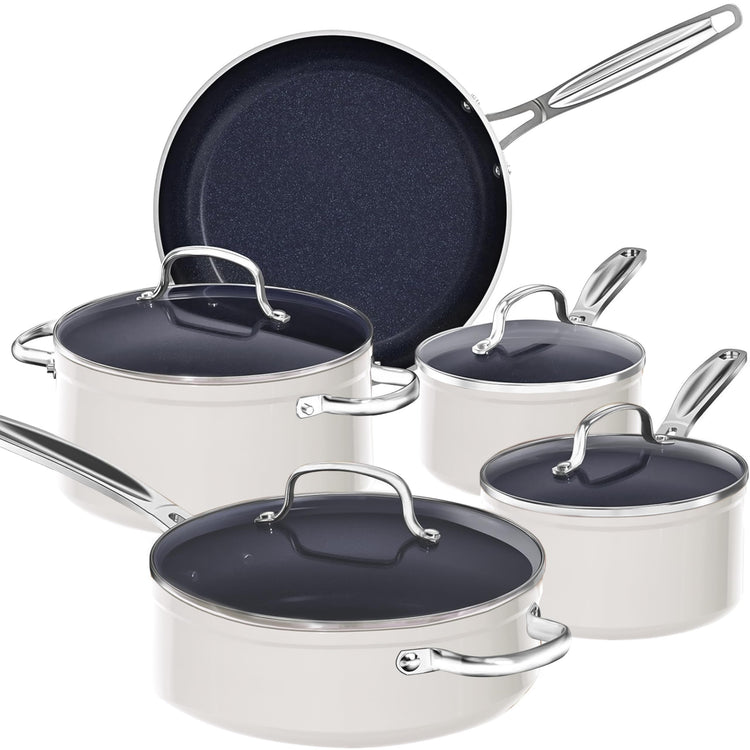 9pc Cookware Set Healthy Duralon Blue Ceramic Nonstick Coated