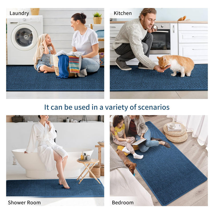 Kitchen Rugs Kitchen Mats for Floor Non Slip Washable Blue 17"x30" (4.267 Sq Ft)