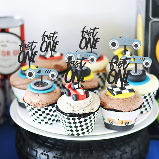 Wooden Race Car Cupcake Topper