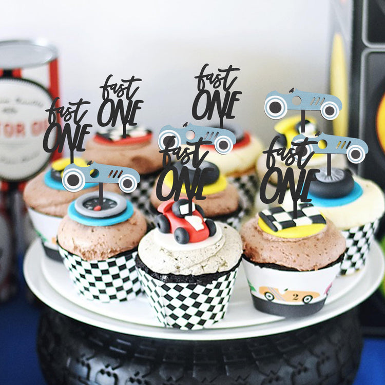 Wooden Race Car Cupcake Topper