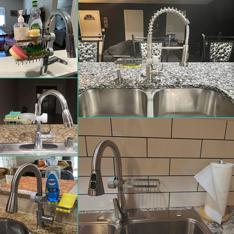 Sponge Holder Over Faucet Kitchen Sink Caddy Organizer