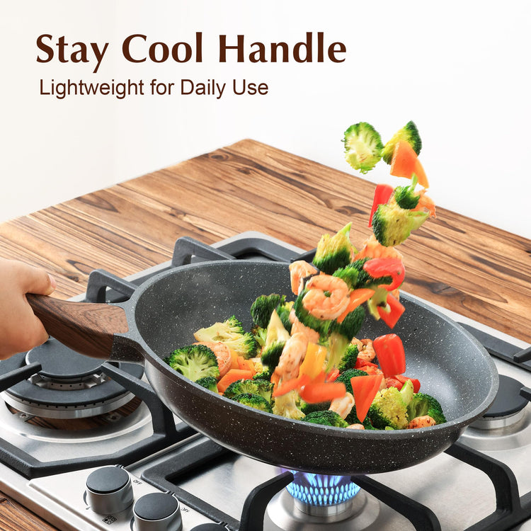 10inch Nonstick Frying Pan Chef's Pan with Glass Lid