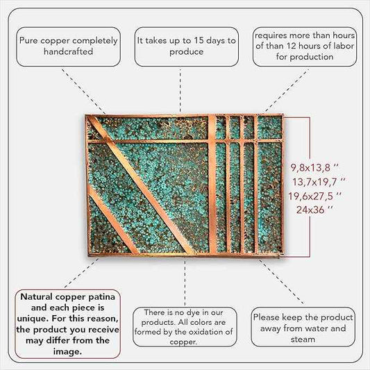 nooc art Handmade Copper Wall Art for Home, Living Room, Bedroom, Kitchen and Office Decor, Rustic Decorative Mural Art for Farmhouse Decor (patina of modern, 9.8 x 13.8, Unframed)