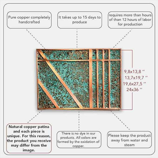nooc art Handmade Copper Wall Art for Home, Living Room, Bedroom, Kitchen and Office Decor, Rustic Decorative Mural Art for Farmhouse Decor (patina of modern, 9.8 x 13.8, Unframed)