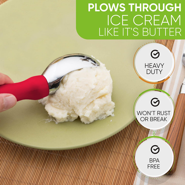Heavy Duty Metal Ice Cream Scoop with Soft Grip Handle