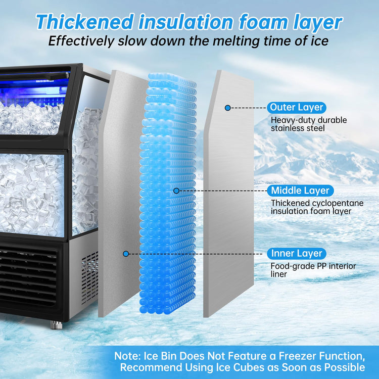 450 lbs High Output Commercial Ice Maker Undercounter Built (162 Count)