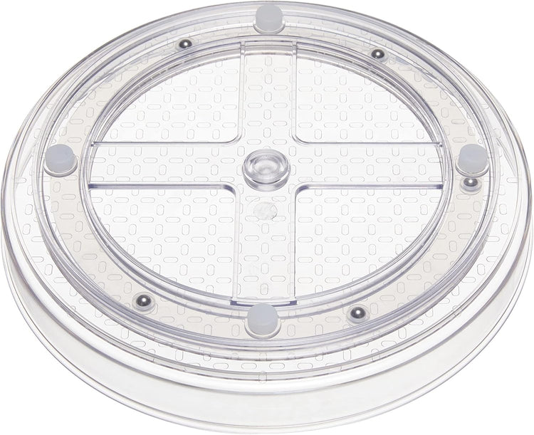 Amazon Basics 2 Tier Lazy Susan Turntable Organizer, 9" Diameter, 2-Pack, Clear