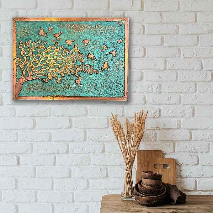 nooc art Handmade Copper Wall Art for Home, Living Room, Bedroom, Kitchen and Office Decor, Rustic Decorative Mural Art for Farmhouse Decor (Tree of Peace, 19.6 x 27.5, Unframed)