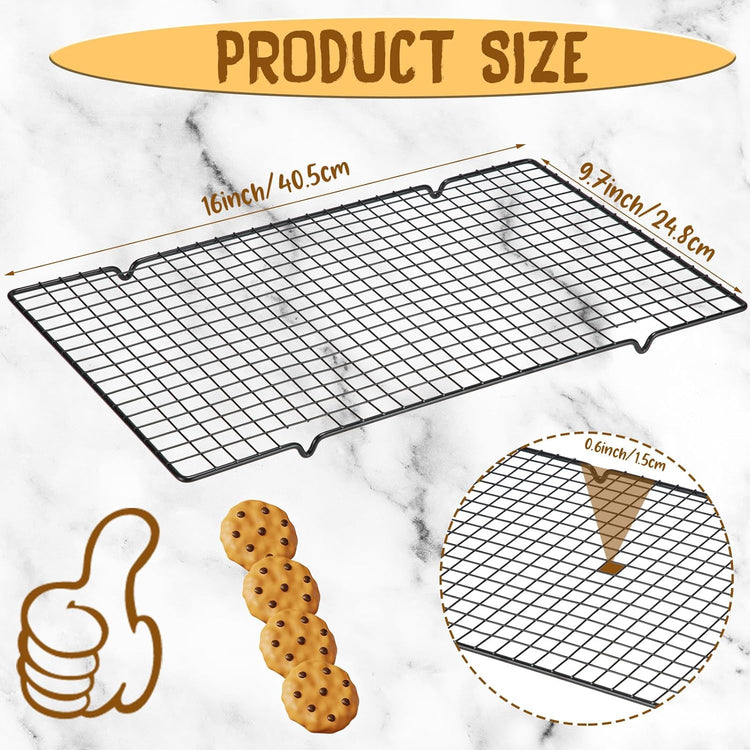 Harloon 3 Pieces Cooling Racks for Cooking and Baking Oven Safe Grid Wire Set Heavy Duty Carbon Steel Nonstick Baking Rack for Roasting Cooking Grilling Drying (16 x 9.8 Inch)