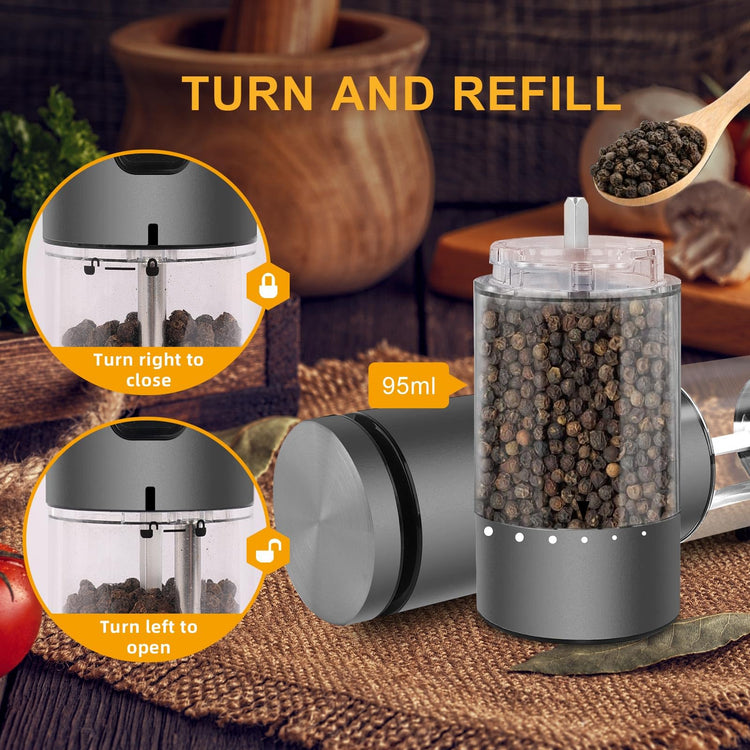 Electric Salt and Pepper Grinder Set USB Rechargeable (2 Count)