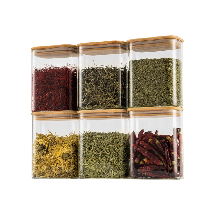 37oz Rectangle Airtight Glass Storage Containers with Bamboo Lids (6 Count)