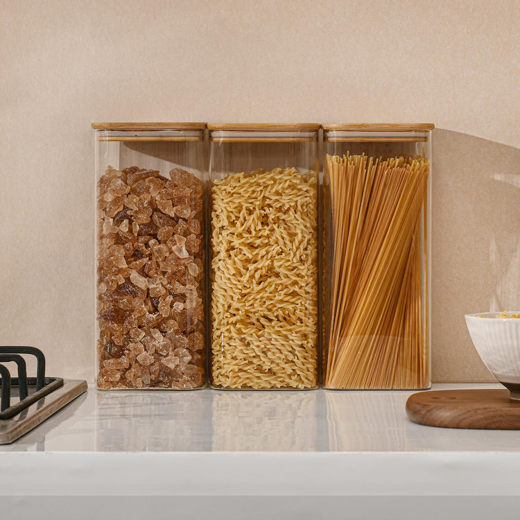 71oz Rectangle Airtight Glass Storage Containers with Bamboo Lids (4 Count)
