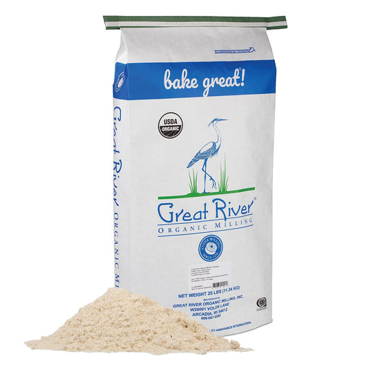 Great River Organic Milling Organic Unbleached Wheat Bread Flour | Artisan Bread Flour for Baking | Multi-Purpose Wheat, Unbromated, Non-GMO, Kosher | 25 Lb (Pack Of 1) - Nestoria