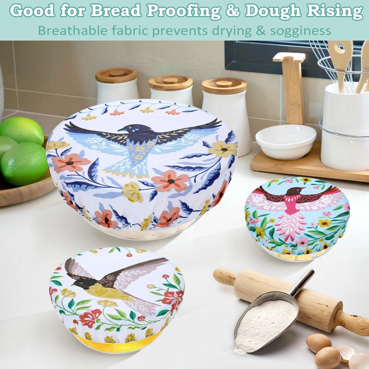 5Pcs Reusable Beeswax Elastic Bowl Covers for Bread Proofing and Food Cover (5 Count)