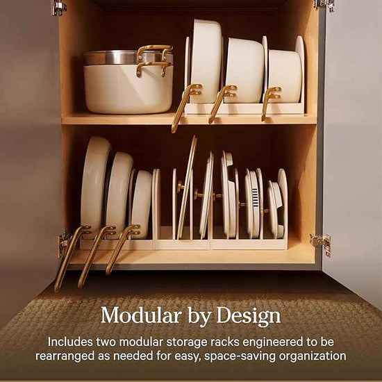 Our Place 11-Piece Essentials Complete Cookware Set - Ceramic Fry Pan, Saucepan, Sauté Pan, Stock Pot, Strainer Basket & Rack Storage | Thermakind™ Nonstick, Oven Safe up to 450°F | Cream
