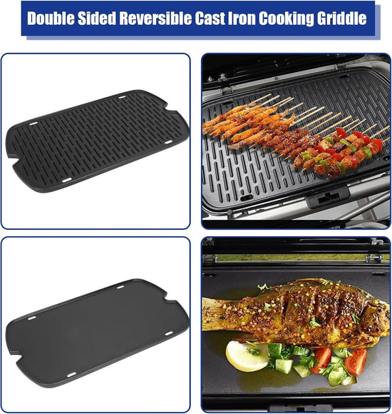 AJinTeby Cast Iron Griddle for Weber Traveler Portable Series Gas Grills Parts, Non-stick Griddle for Traveler Gas Grill, Camping Plate, for Weber Portable Grill Accessories with Carry Bag - Nestoria