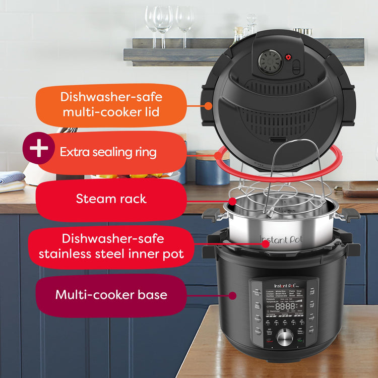 Pro (8 QT) 10-in-1 Pressure Cooker, Slow Cooker, Rice/Grain Cooker, Steamer, Sauté, Sous Vide, Yogurt Maker, Sterilizer, and Warmer, Includes App with Over 800 Recipes, Black