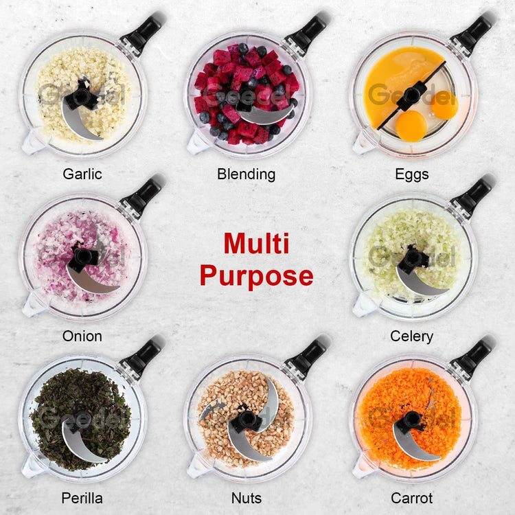 Geedel Hand Food Chopper, Vegetable Quick Chopper Manual Food Processor, Easy To Clean Food Dicer Mincer Mixer Blender, Rotary Onion Cutter for Garlic, Salad, Salsa, Nuts, Meat, Fruit, Ice, etc