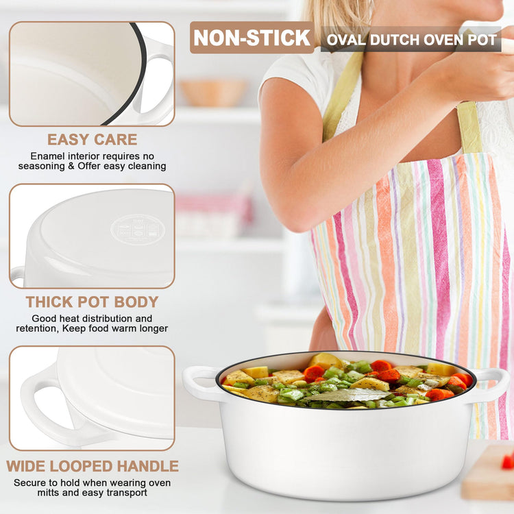 7QT Oval Dutch Oven Pot with Lid